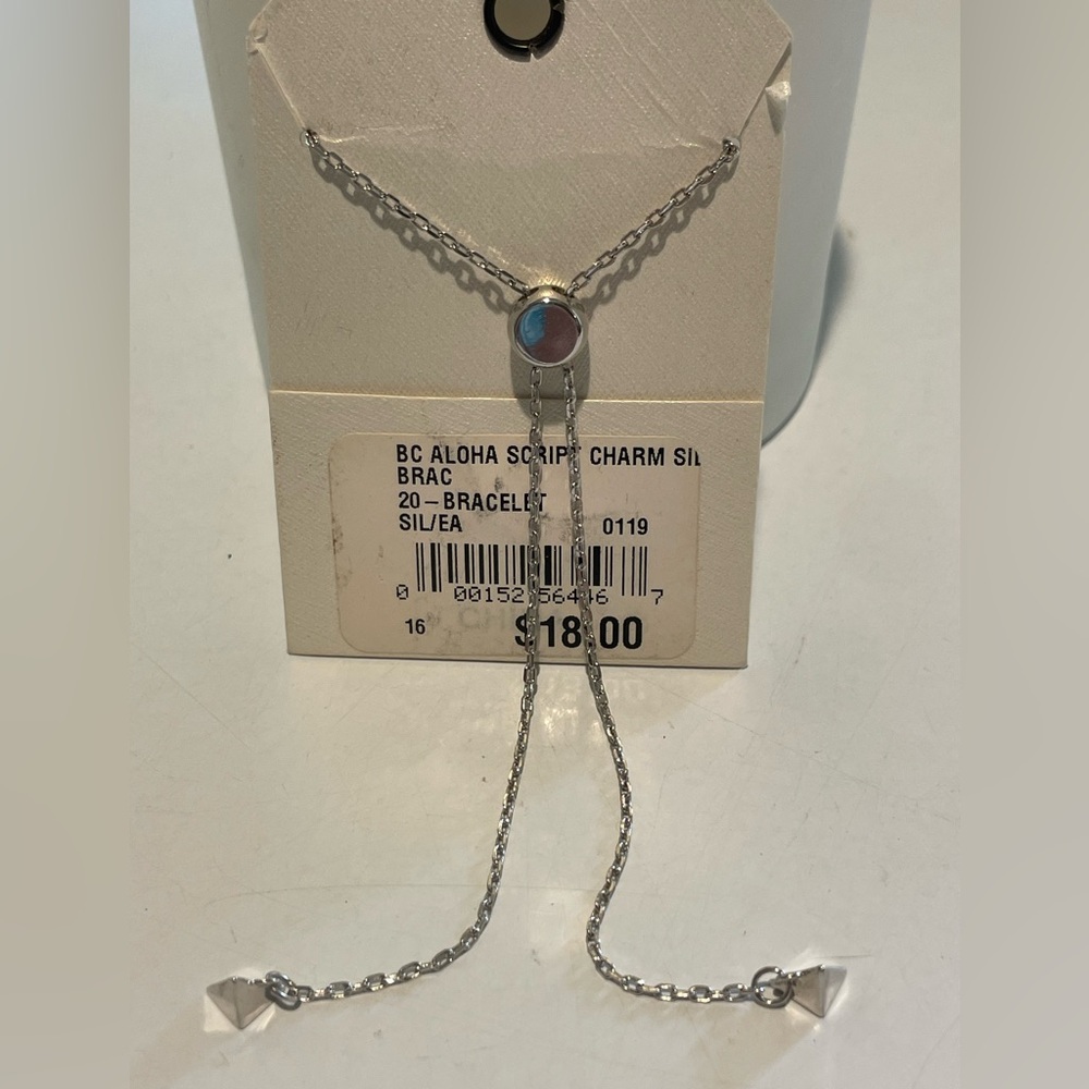 Adjustable Aloha Script Silver Bracelet with Bling in the “o” - Picture 4 of 6